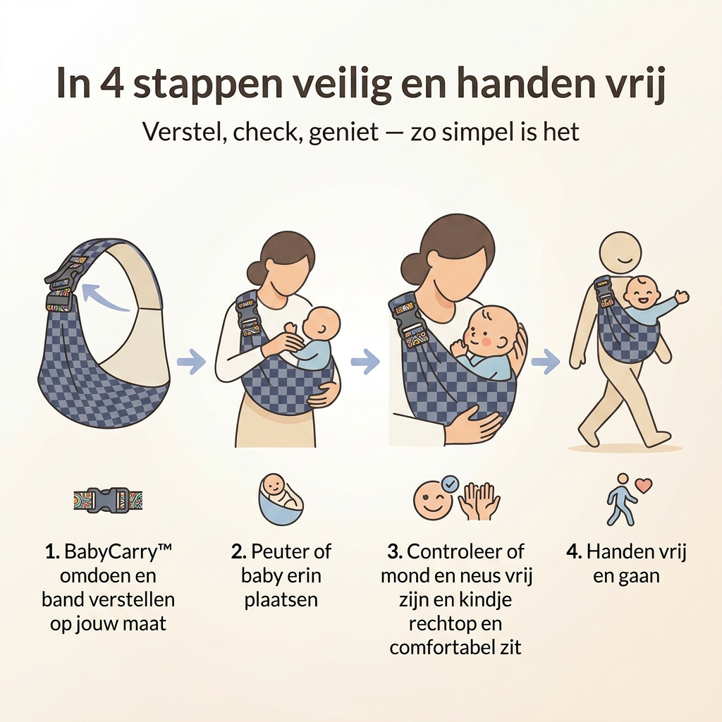 BabyCarry™ Verstelbare draagzak - Handen vrij. Baby dichtbij. |  Geschikt van 4,5 kg tot 20 kg